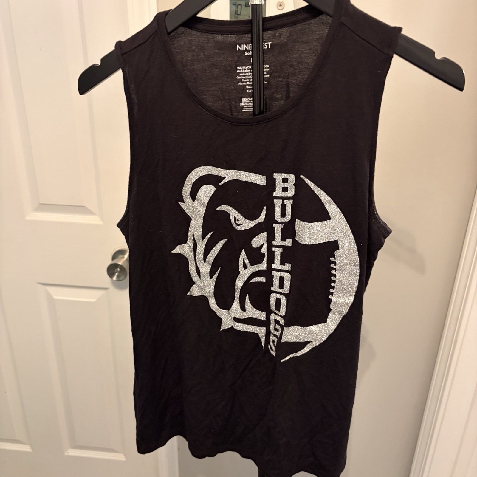 Nine West Soft Spun Tank Top Med Glitter Bulldog Football Graphic Htv Gameday